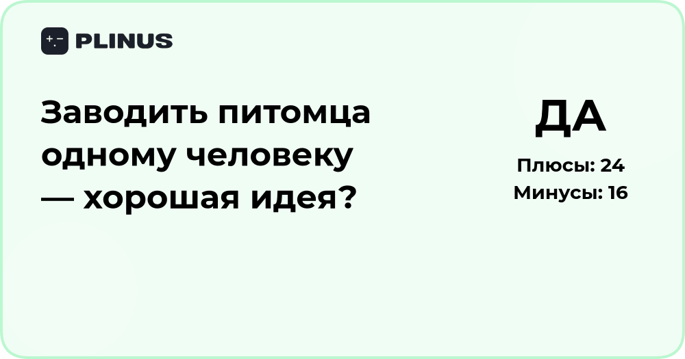 Заводить питомца одному человеку — хорошая идея? Анализ решения
