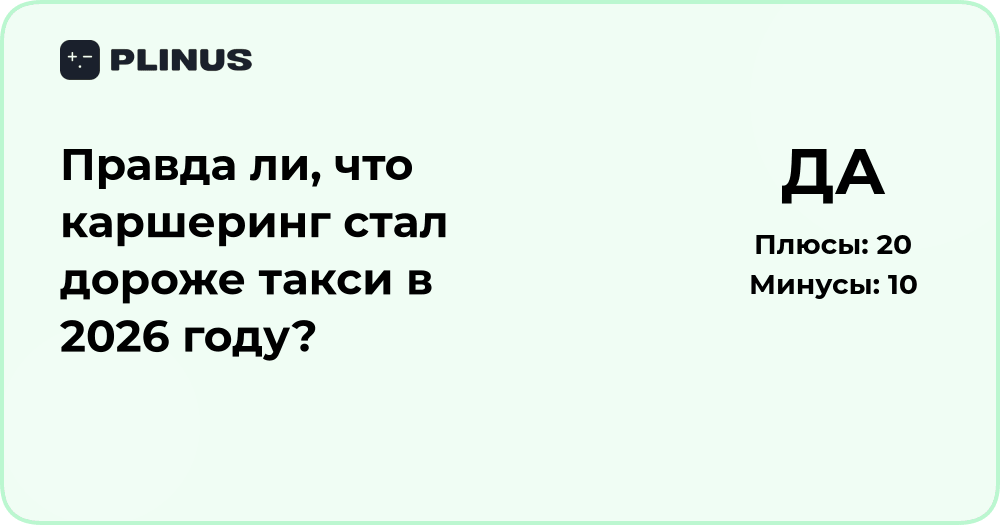 Правда ли, что каршеринг стал дороже такси в 2026 году?