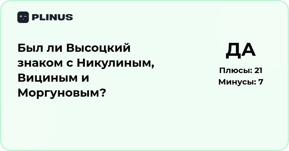 Был ли Высоцкий знаком с Никулиным, Вициным и Моргуновым?