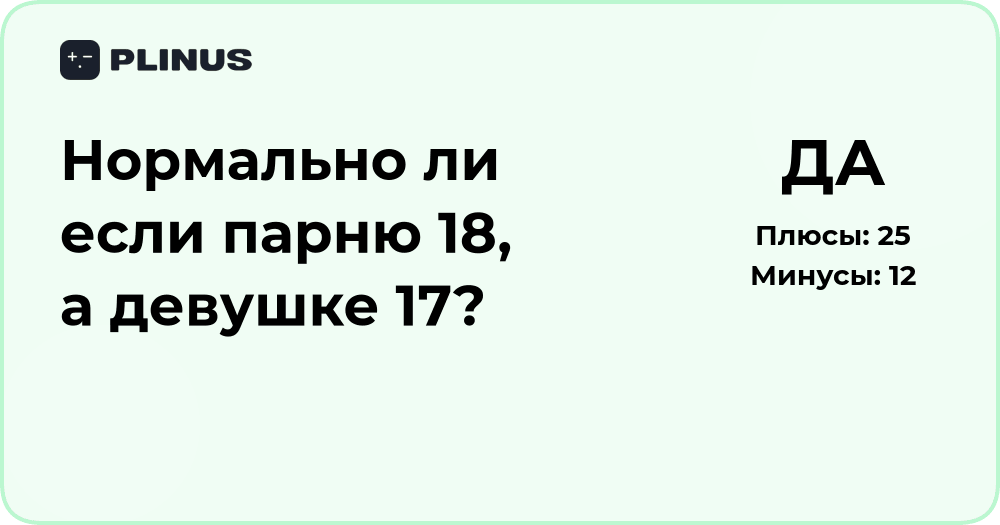 Нормально ли, если парню 18, а девушке 17? Анализ ситуации