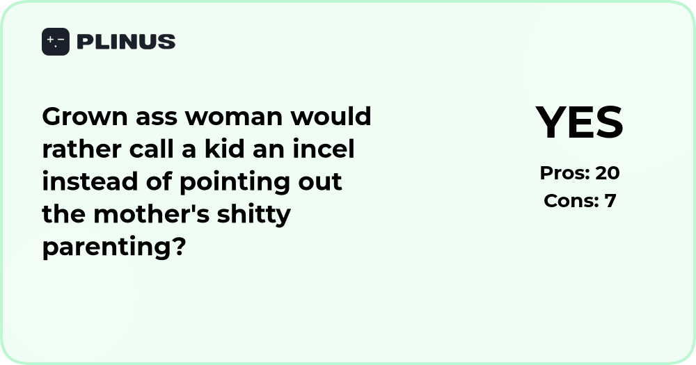 Analyzing why a grown woman calls a kid an incel instead of blaming parenting