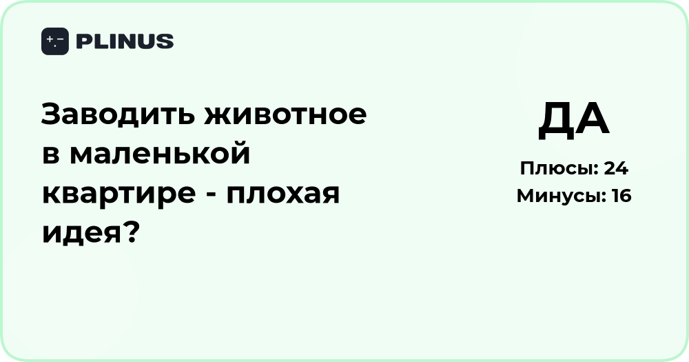 Заводить животное в маленькой квартире — плохая идея? Анализ решения