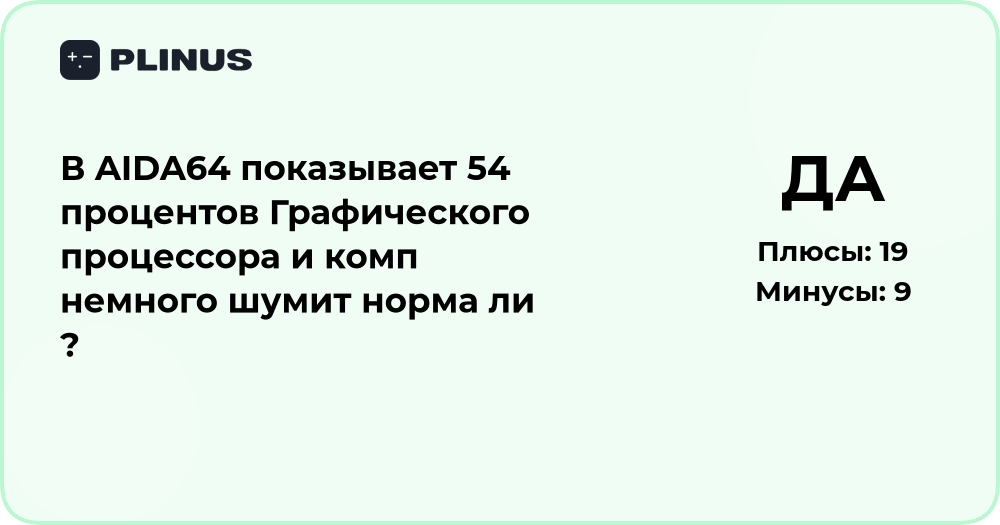 Нормально ли, что в AIDA64 загрузка GPU 54% и компьютер шумит