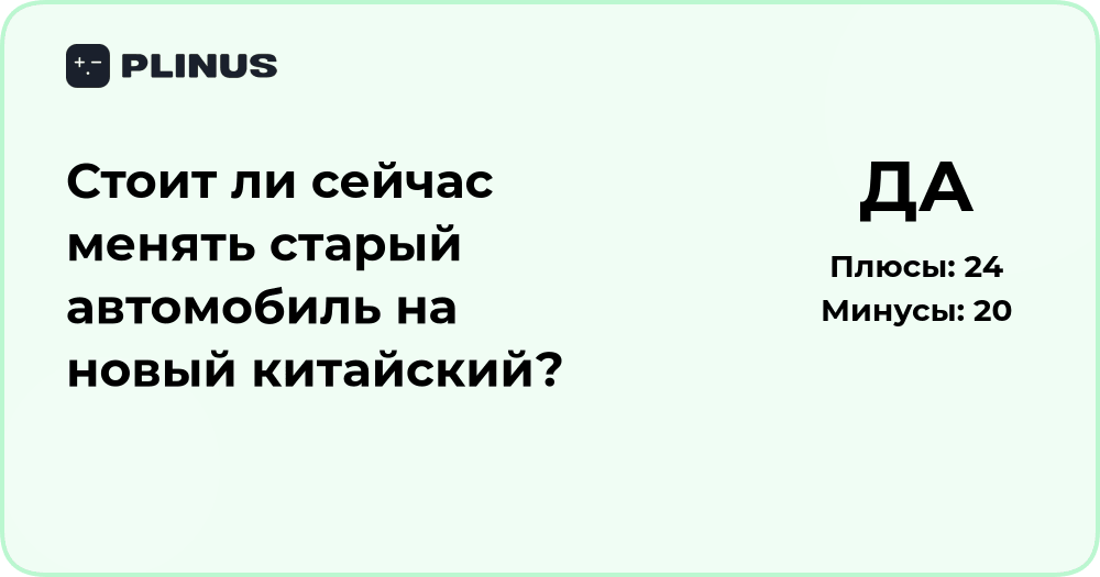 Стоит ли менять старый автомобиль на новый китайский? Анализ решения