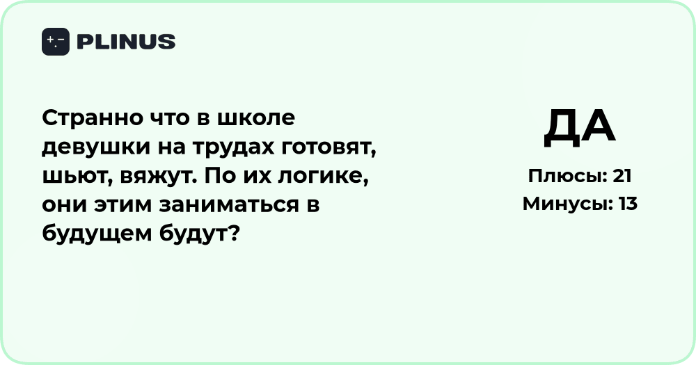 Почему девушки на трудах готовят и шьют? Анализ стереотипов