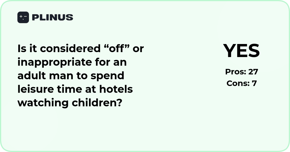 Is it inappropriate for an adult man to watch children at hotels?